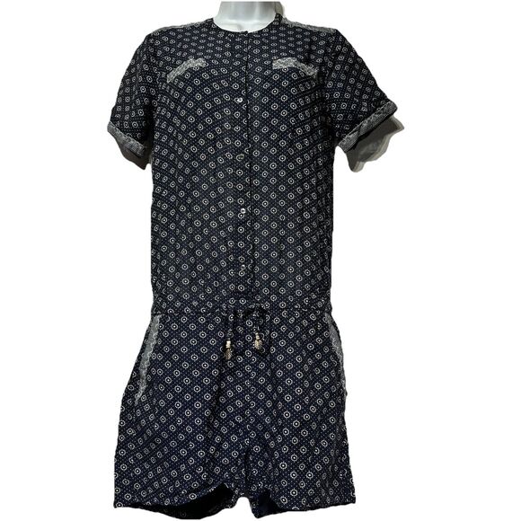 Scotch & Soda Maison Scotch short sleeve blue pockets geometric printed Romper 1 - Picture 1 of 12